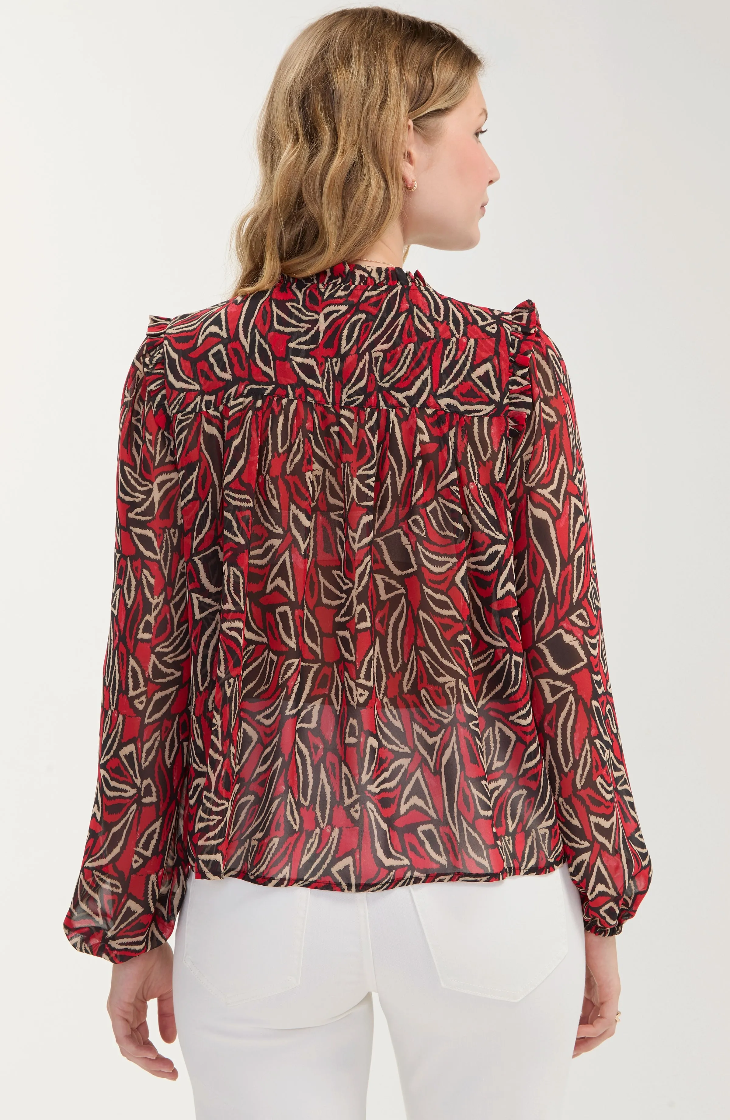 LONG SLEEVE WOVEN BLOUSE W/ PINTUCKS sold by Liverpool Jeans Company product image thumbnail 3