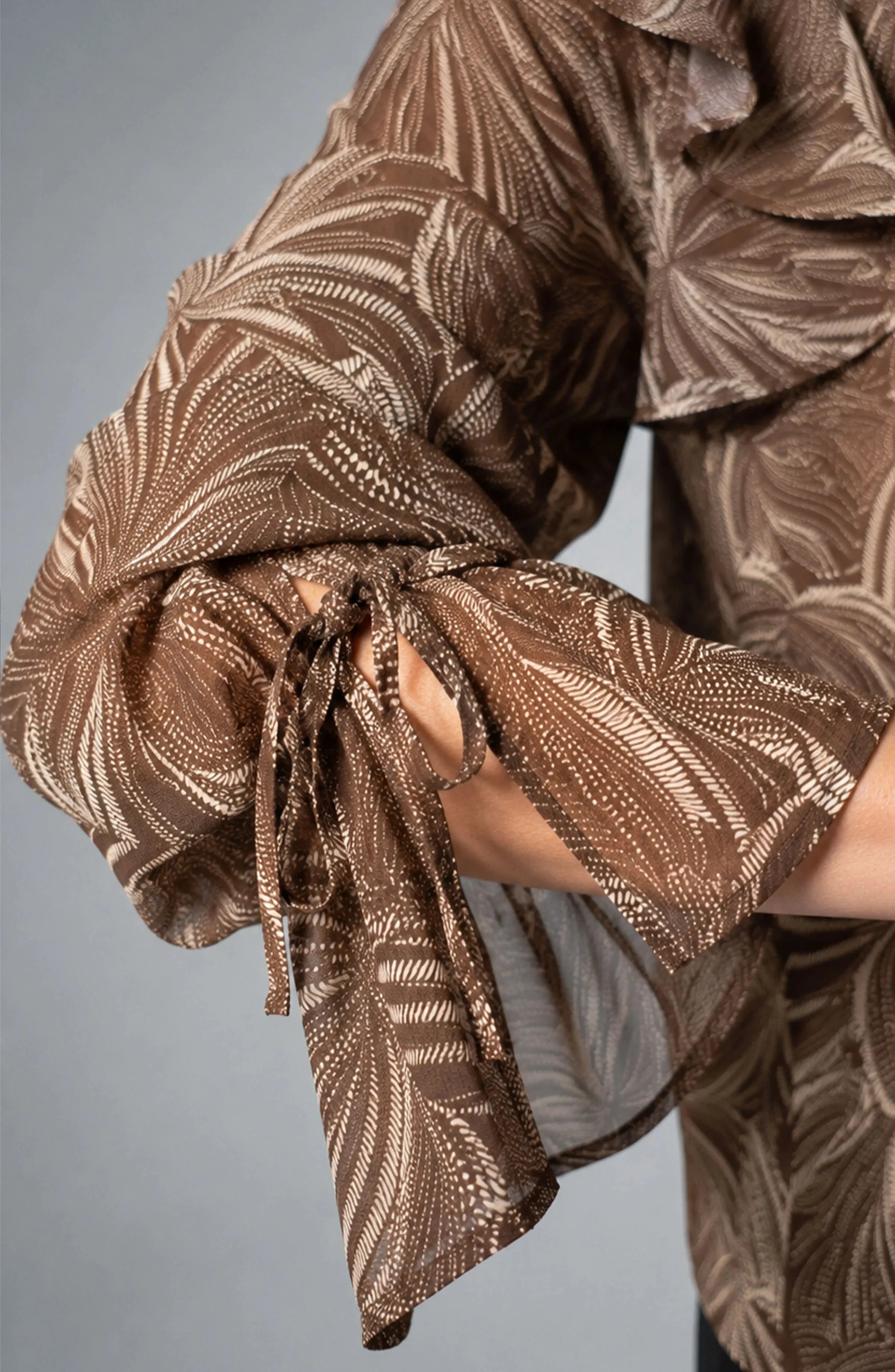 DOUBLE RUFFLE V-NECK WOVEN BLOUSE sold by Liverpool Jeans Company product image thumbnail 3