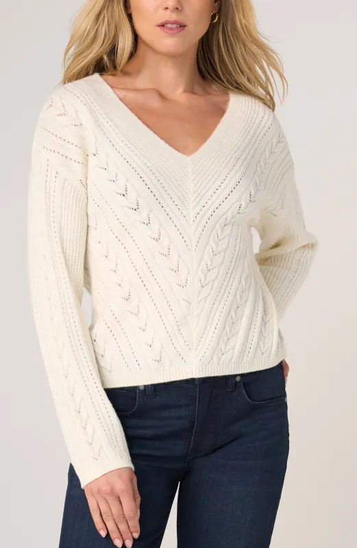 LONG SLEEVE V-NECK DROP SHOULDER SWEATER made by Liverpool Jeans Company