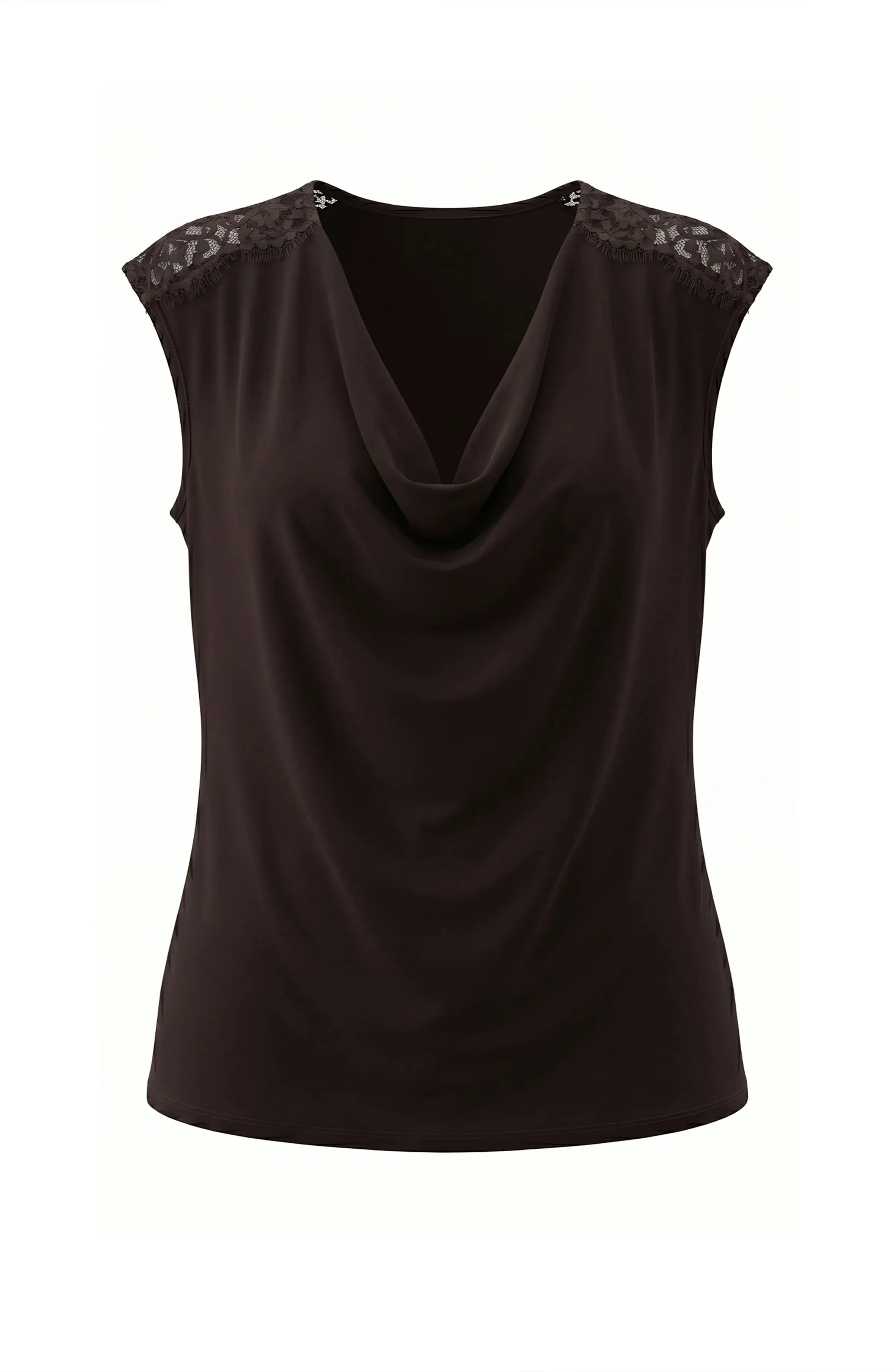DRAPED SLEEVELESS KNIT TOP W/ LACE sold by Liverpool Jeans Company product image thumbnail 2