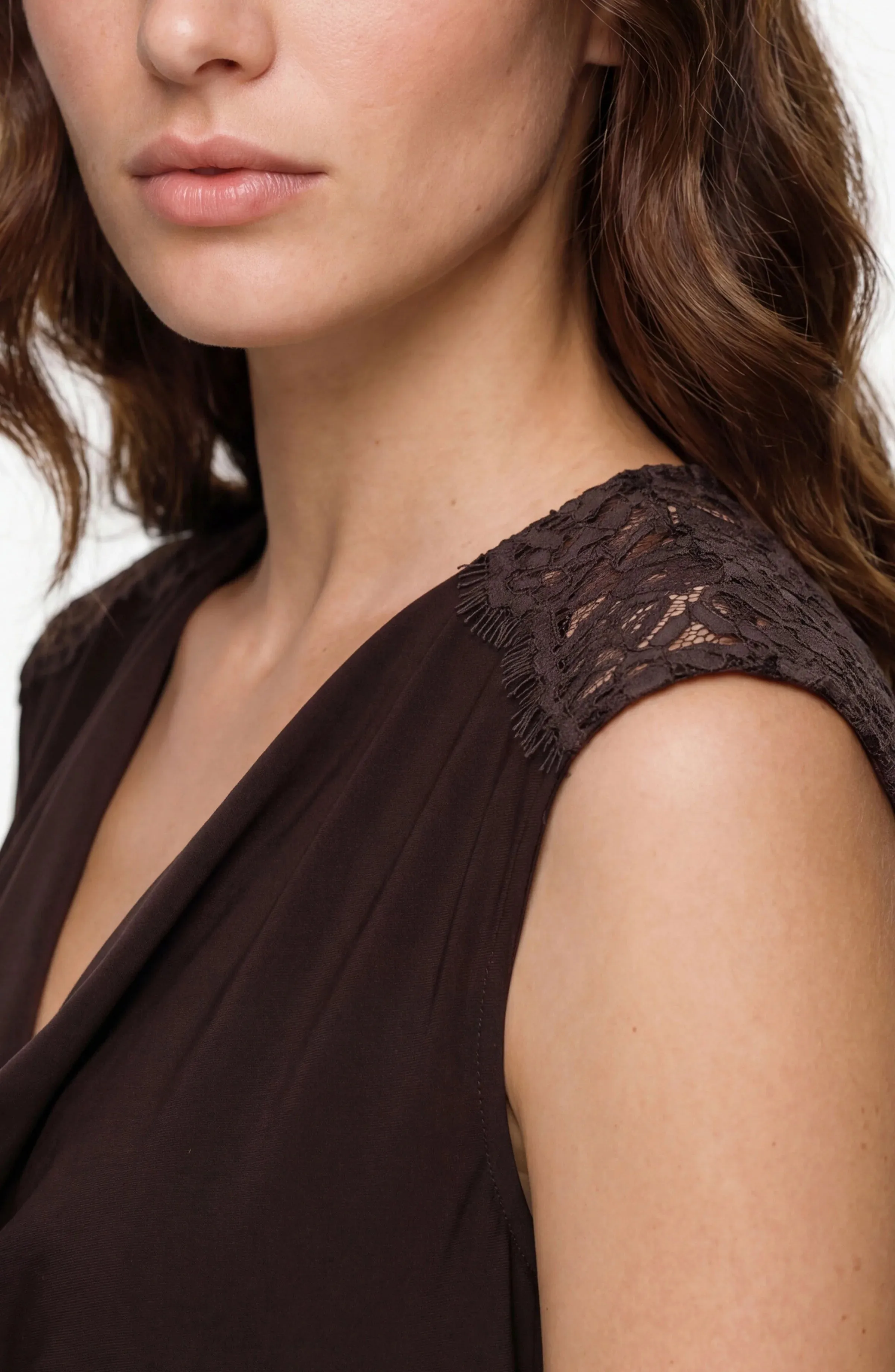 DRAPED SLEEVELESS KNIT TOP W/ LACE sold by Liverpool Jeans Company product image thumbnail 4
