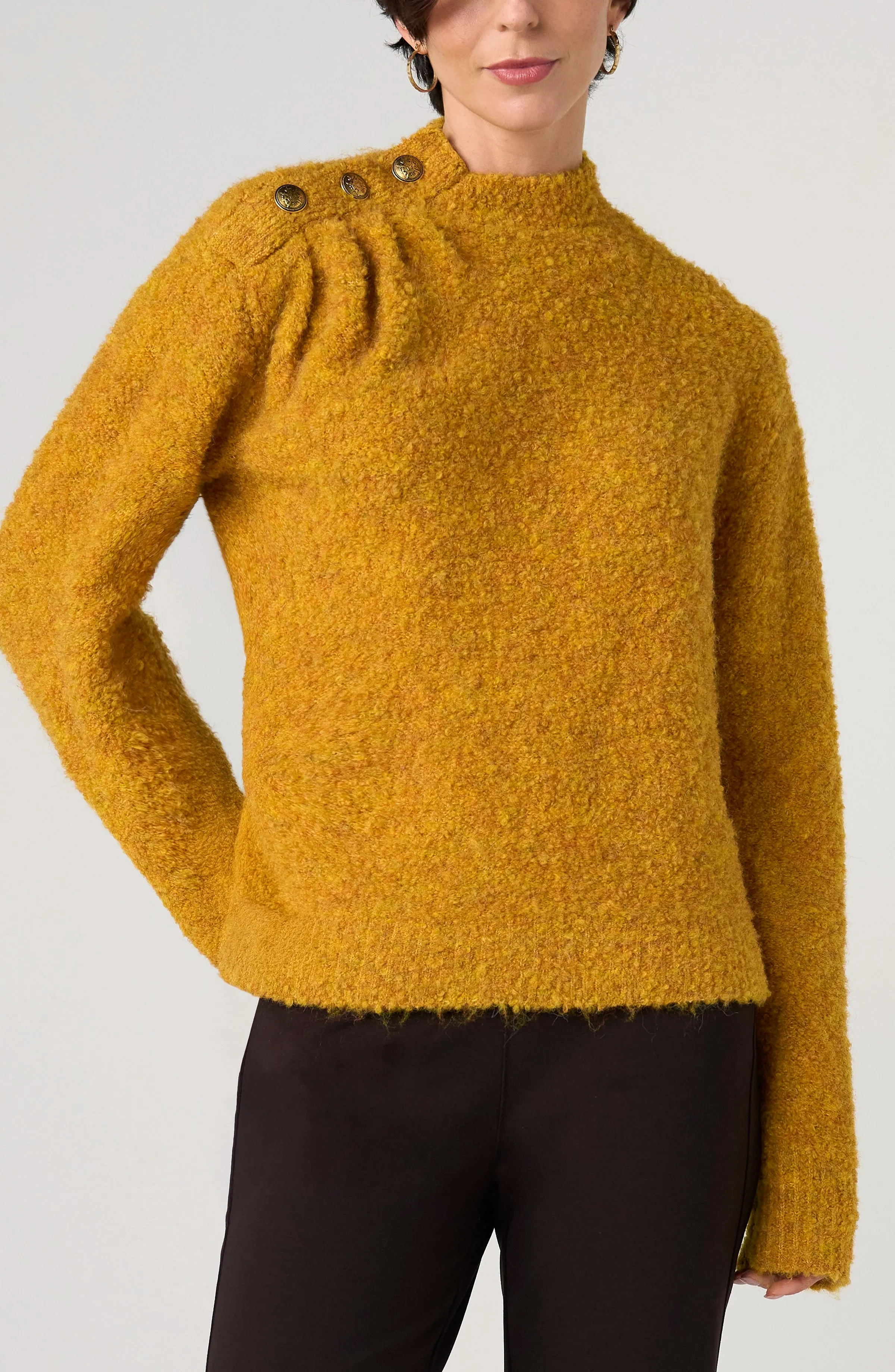 LONG SLEEVE MOCK NECK SWEATER W/ BUTTONS sold by Liverpool Jeans Company product image thumbnail 4