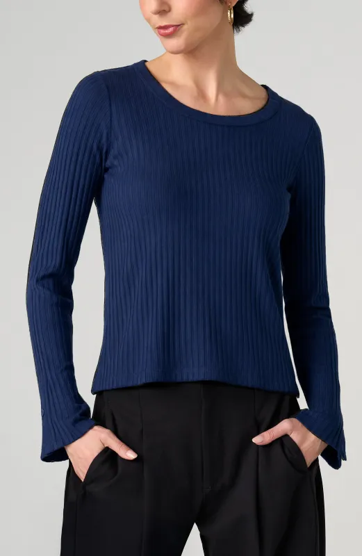 LONG SLEEVE SCOOP NECK KNIT TOP made by Liverpool Jeans Company