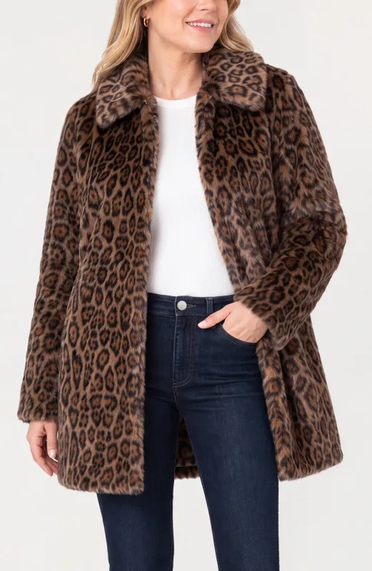 COLLARED FAUX FUR COAT made by Liverpool Jeans Company
