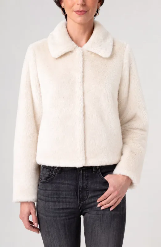 COLLARED FAUX FUR JACKET made by Liverpool Jeans Company
