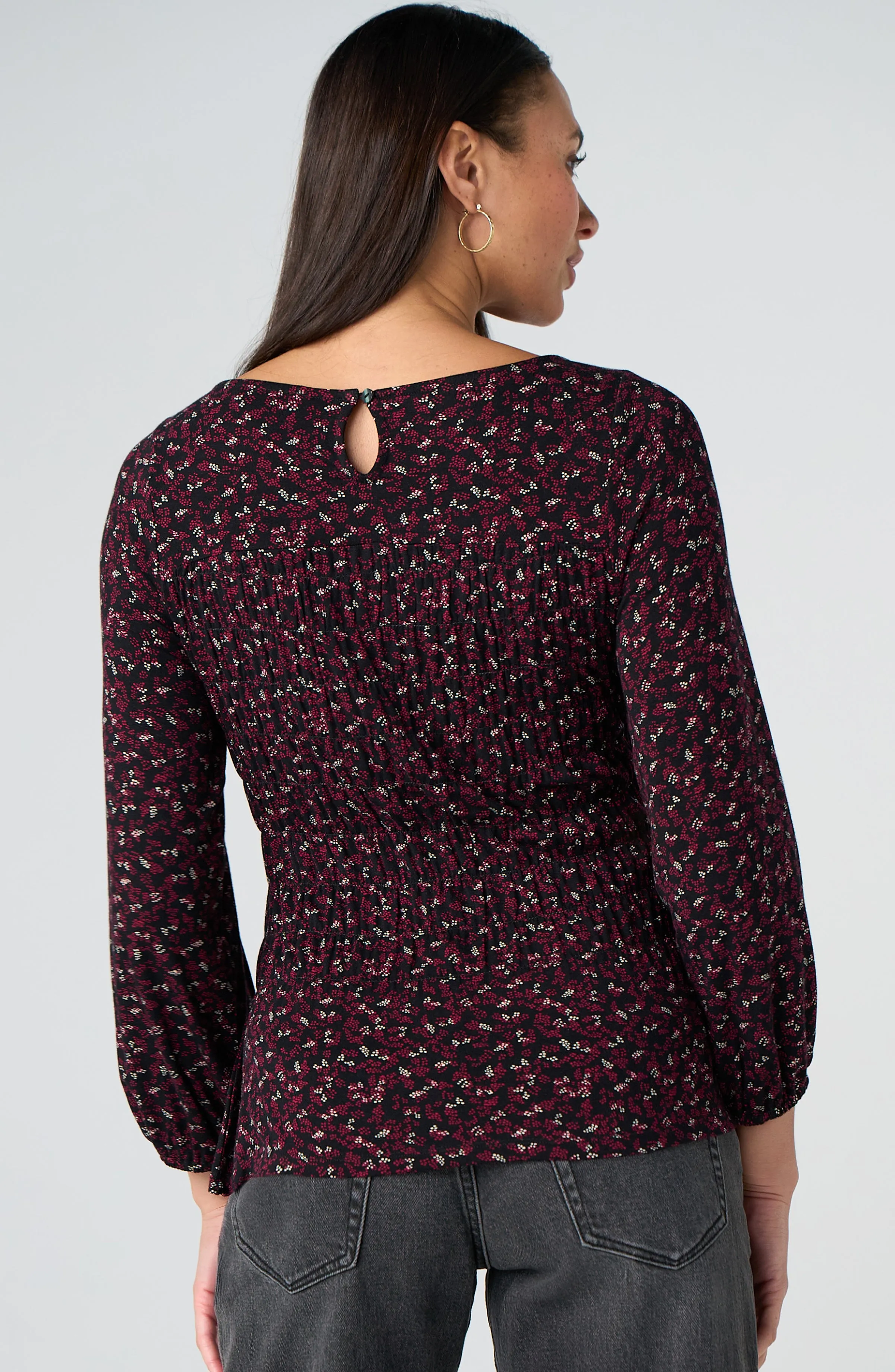 PETITE 3/4 SLEEVE SMOCKED KNIT TOP sold by Liverpool Jeans Company product image thumbnail 4