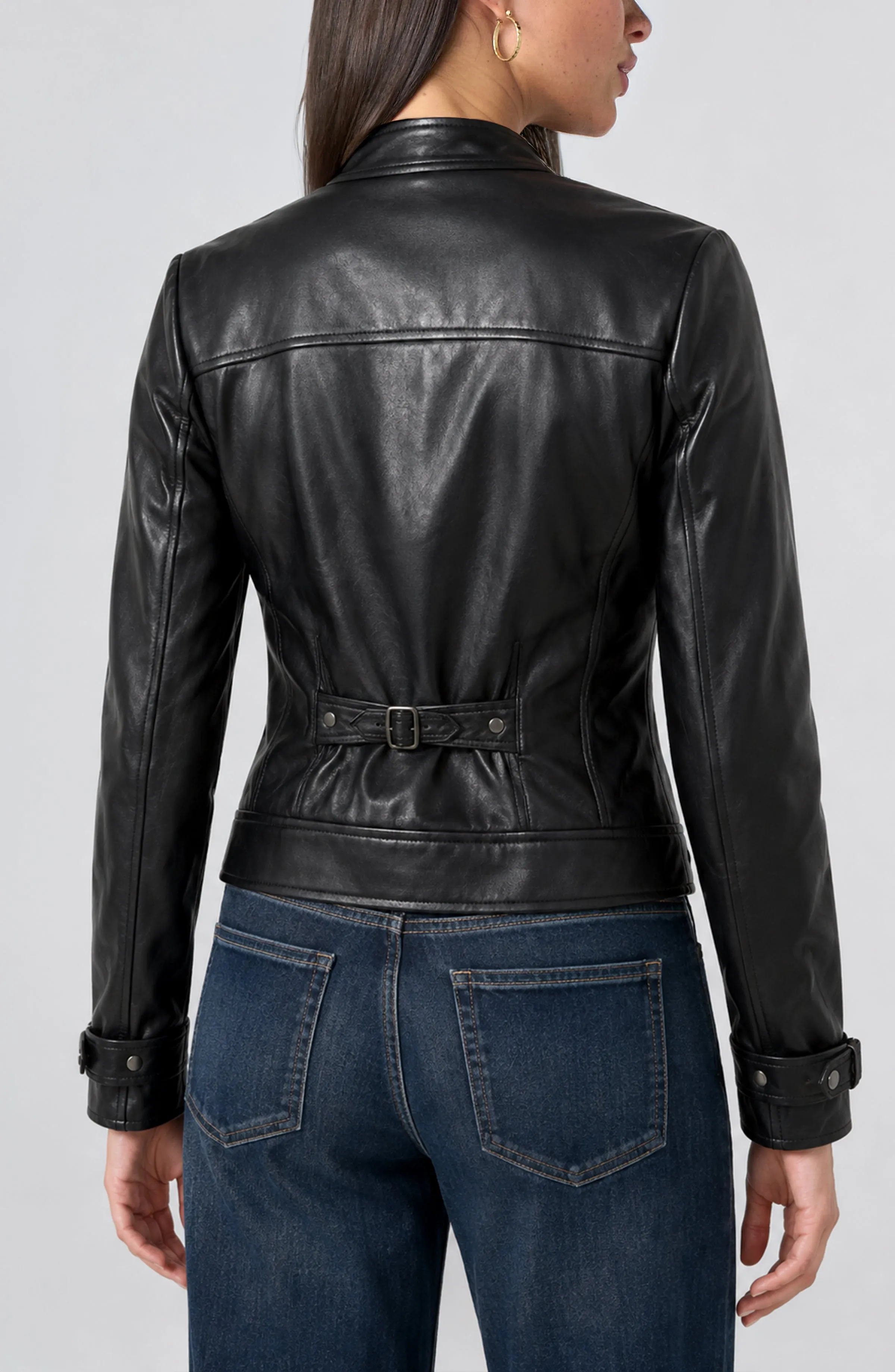 ZIP FRONT MOTO JACKET W/ BUCKLE sold by Liverpool Jeans Company product image thumbnail 2