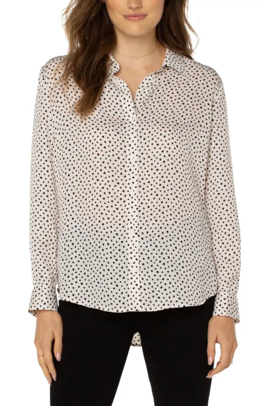 BUTTON UP WOVEN BLOUSE sold by Liverpool Jeans Company