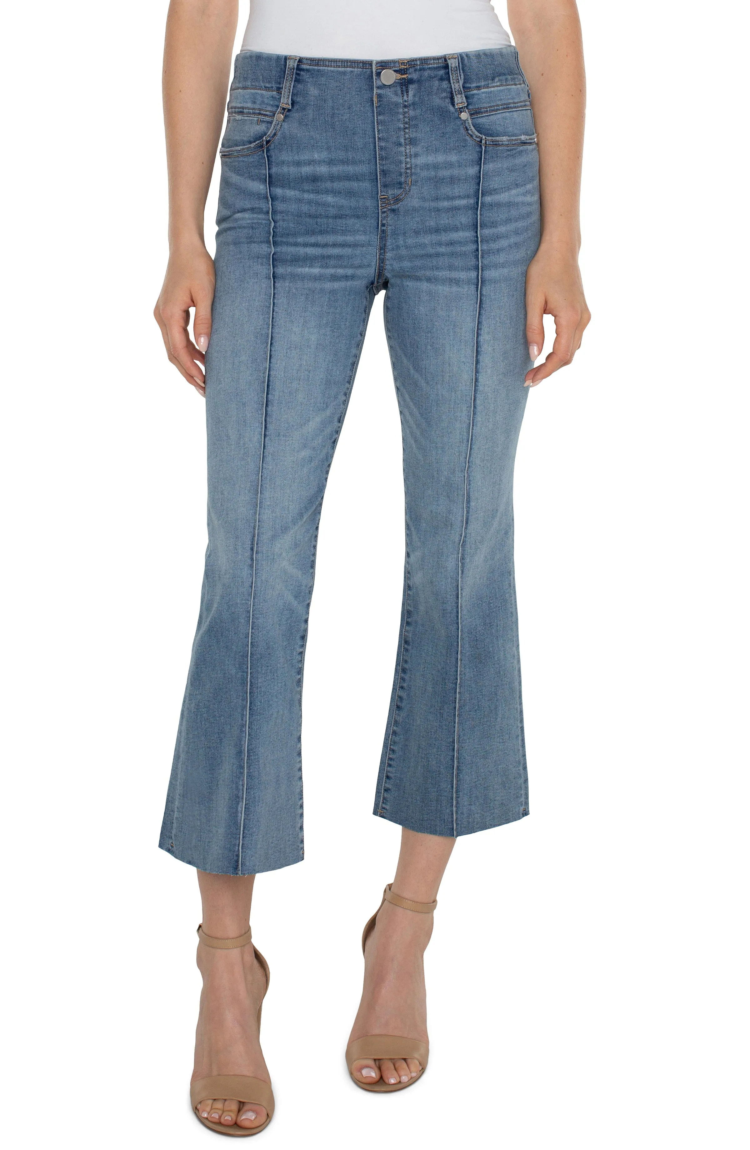 THE GIA GLIDER® ECO CROP FLARE WITH CUT HEM sold by Liverpool Jeans Company