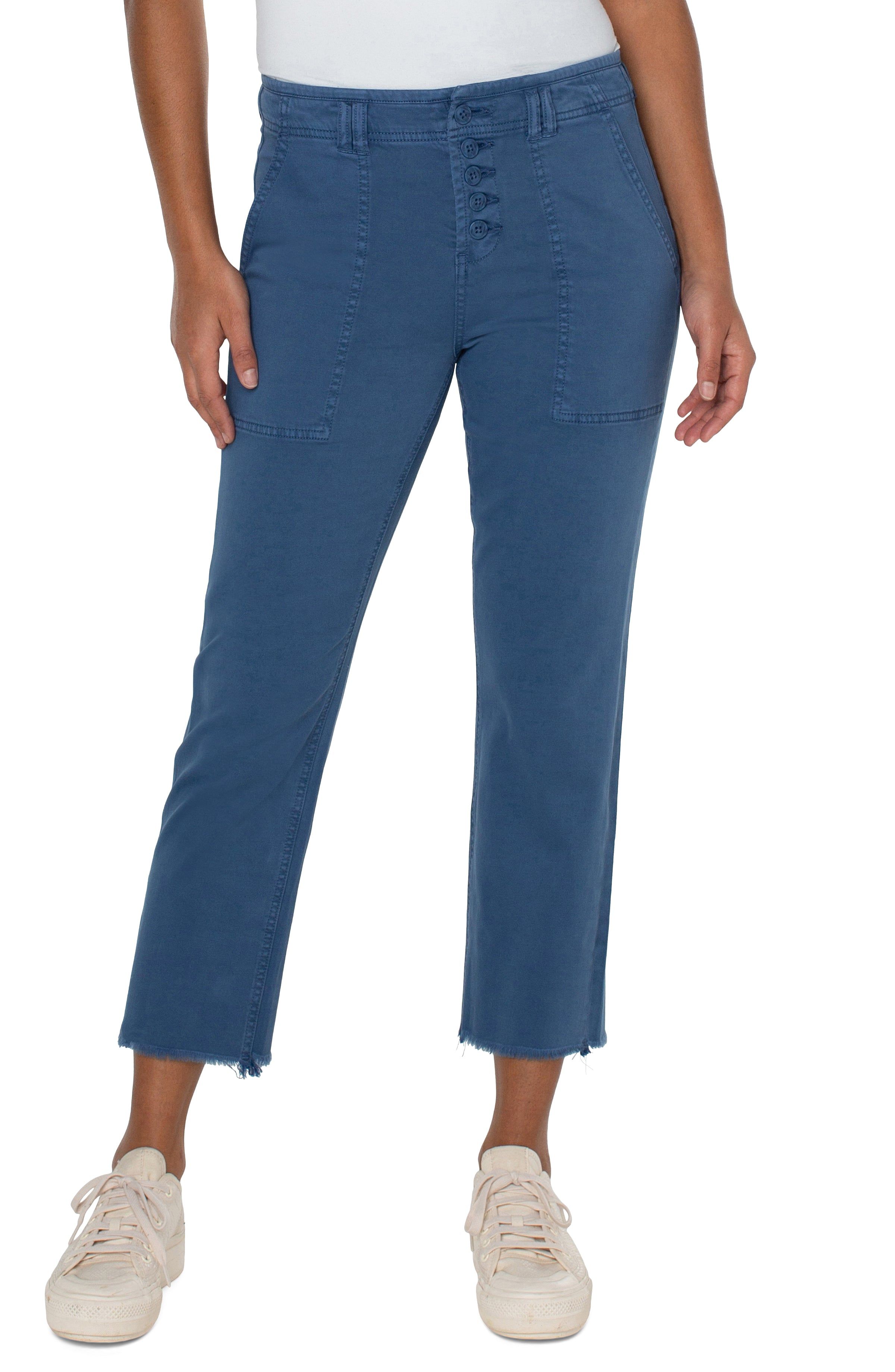 HI-RISE CROP STRAIGHT WITH EXPOSED BUTTON FLY sold by Liverpool Jeans Company