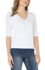 DOUBLE LAYER V-NECK RIB KNIT TOP sold by Liverpool Jeans Company