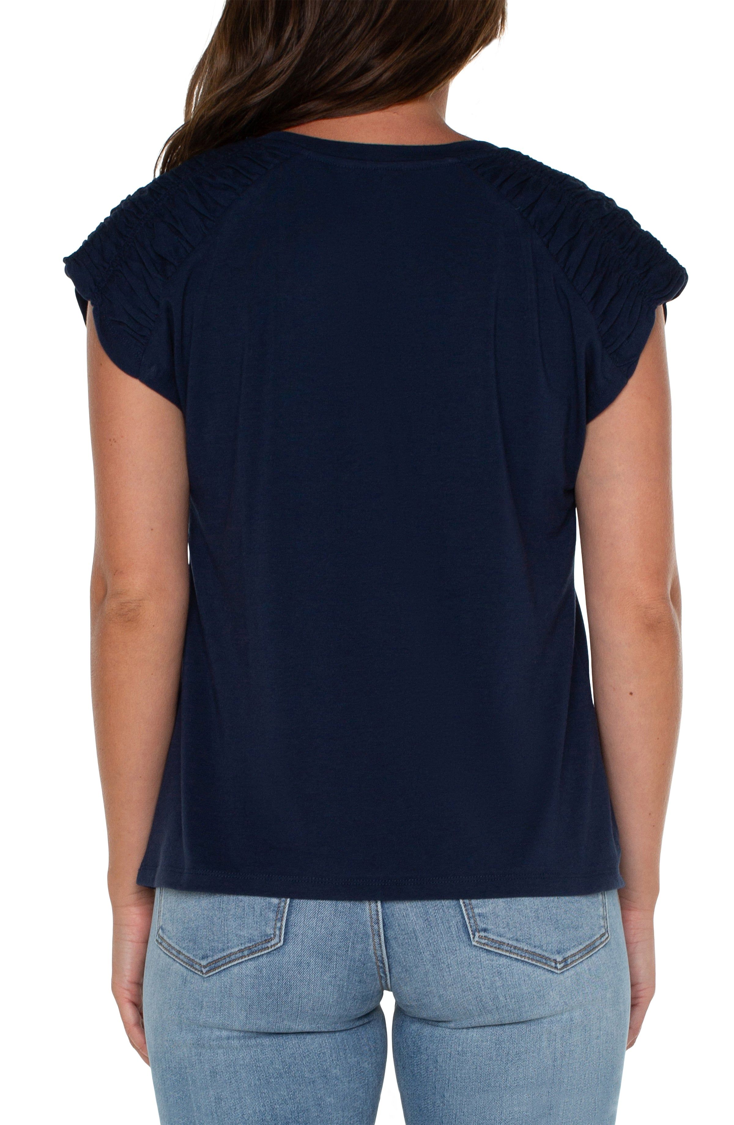 SMOCKED SHOULDER RAGLAN KNIT TOP sold by Liverpool Jeans Company product image thumbnail 2