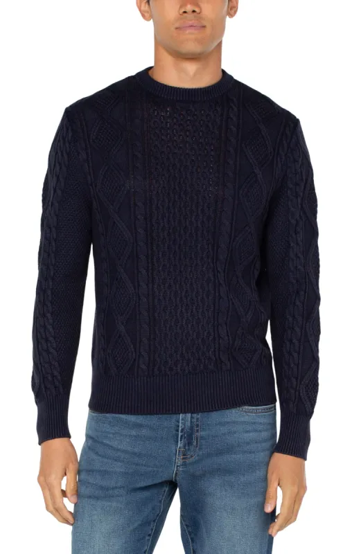 CREW NECK CABLE SWEATER sold by Liverpool Jeans Company