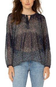 SHIRRED BLOUSE WITH NECK TIES sold by Liverpool Jeans Company