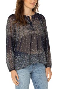 SHIRRED BLOUSE WITH NECK TIES sold by Liverpool Jeans Company