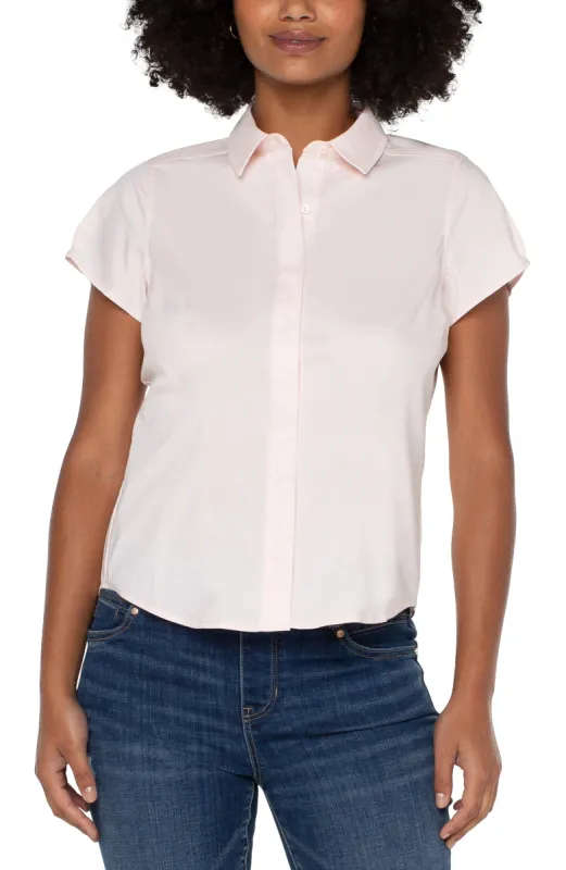 CAP SLEEVE BUTTON FRONT SHIRT sold by Liverpool Jeans Company