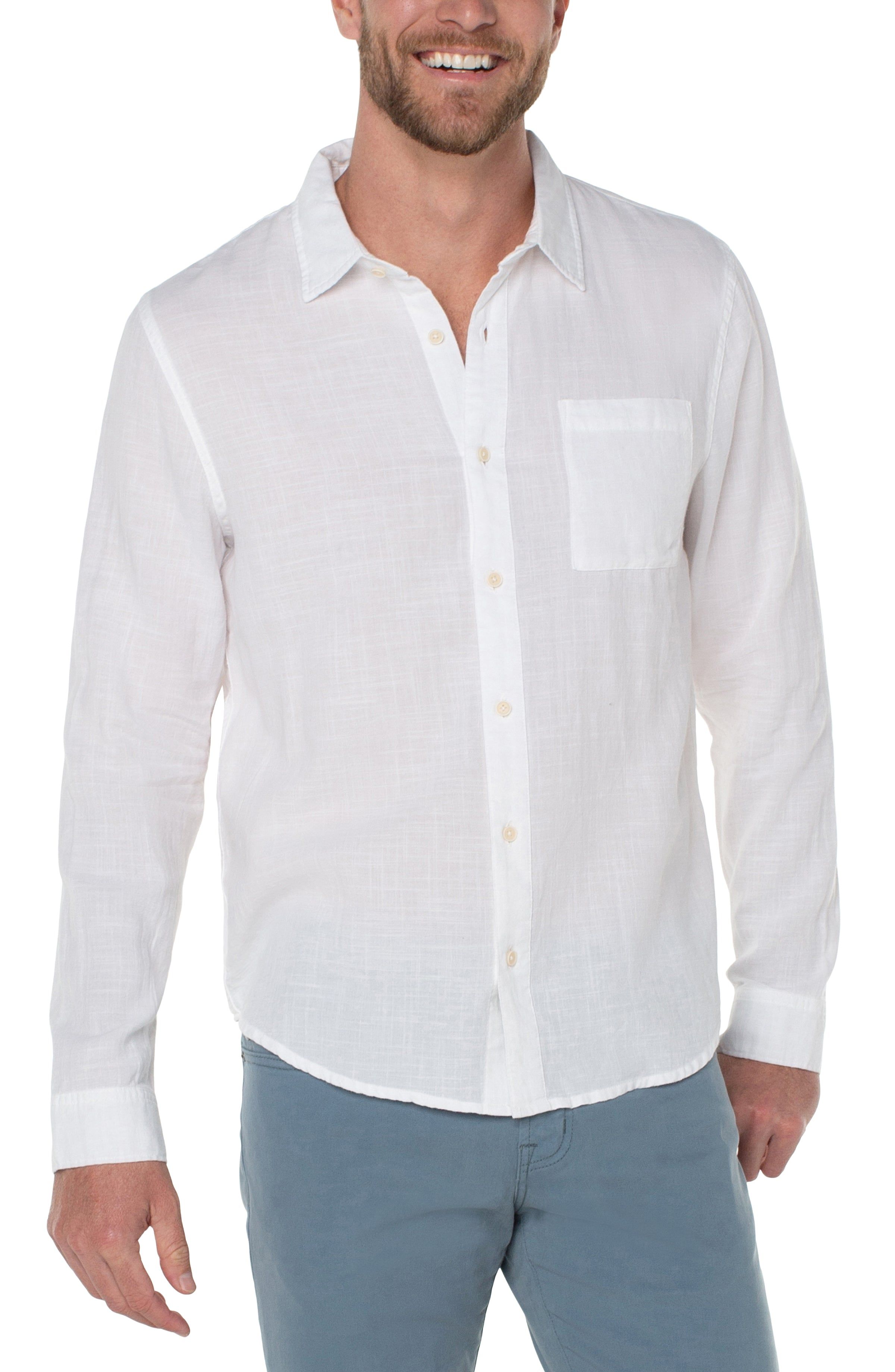 LONG SLEEVE GARMENT DYED SHIRT sold by Liverpool Jeans Company