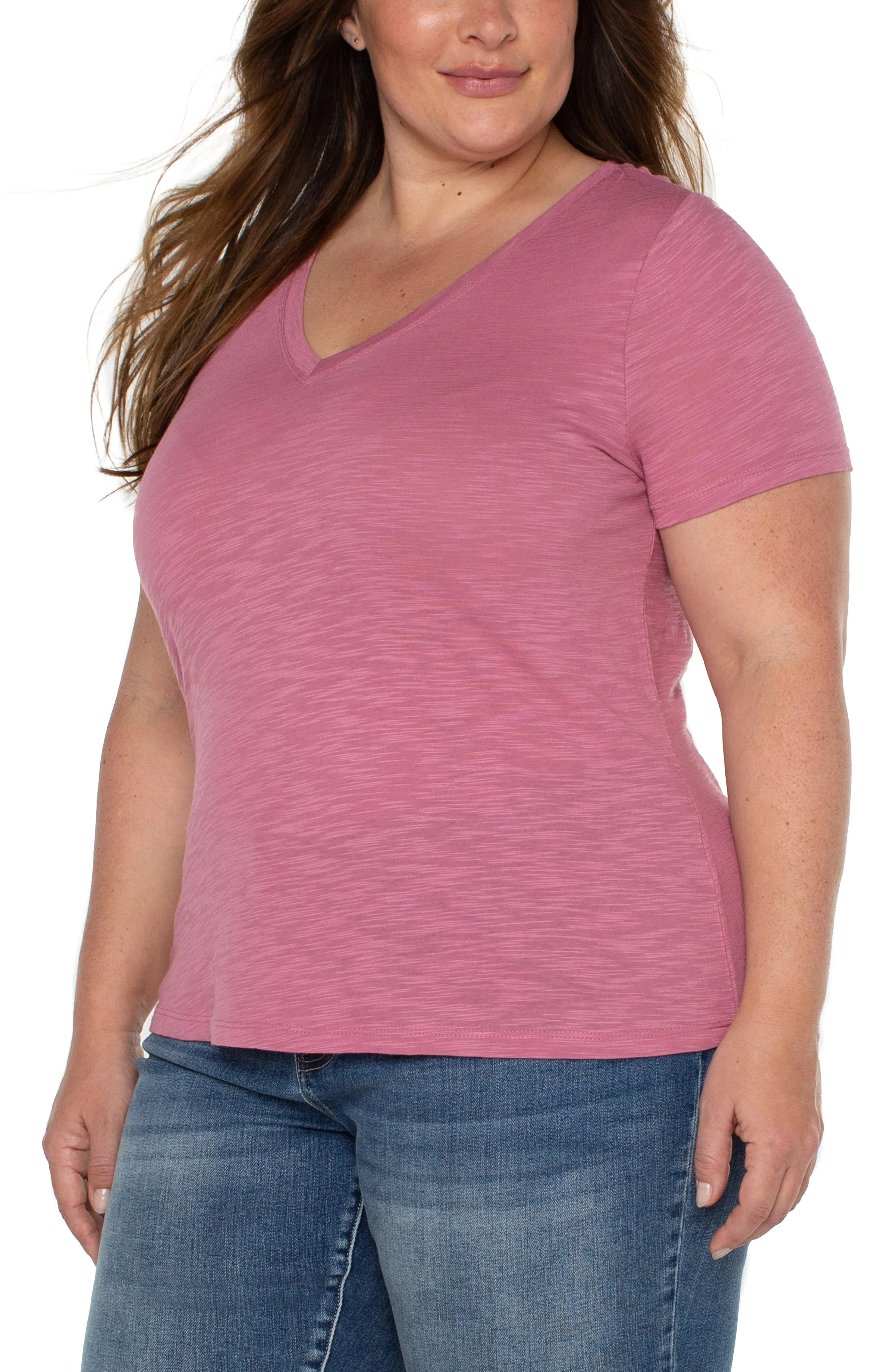 SLIM FIT V-NECK SLUB KNIT TEE sold by Liverpool Jeans Company product image thumbnail 3