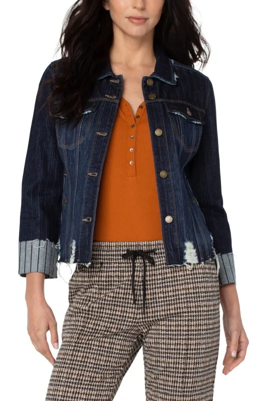 ECO DENIM TRUCKER JACKET WITH CUFFED HEM sold by Liverpool Jeans Company