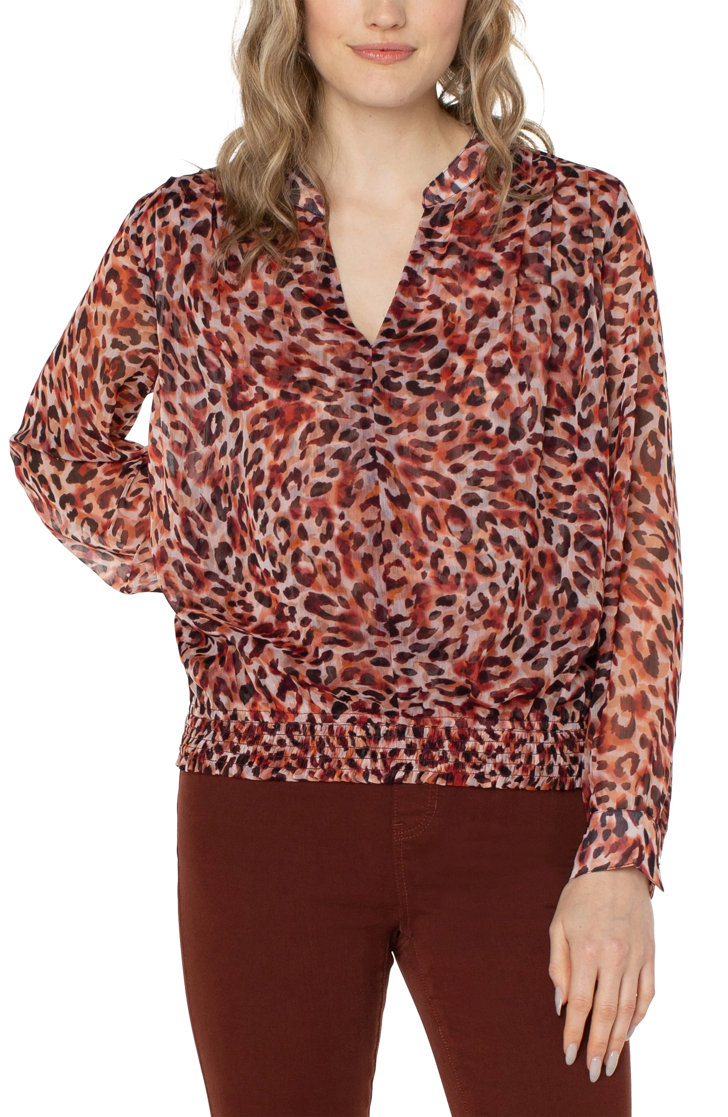 LONG SLEEVE BLOUSE WITH SMOCKED WAISTBAND sold by Liverpool Jeans Company product image thumbnail 4