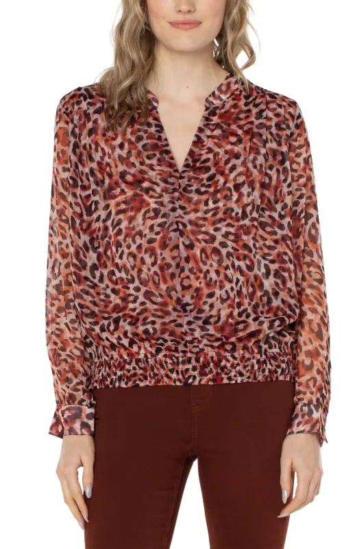 LONG SLEEVE BLOUSE WITH SMOCKED WAISTBAND sold by Liverpool Jeans Company