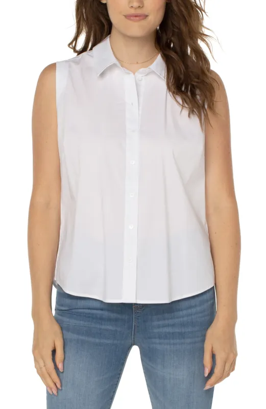 SLEEVELESS BUTTON FRONT SHIRT made by Liverpool Jeans Company