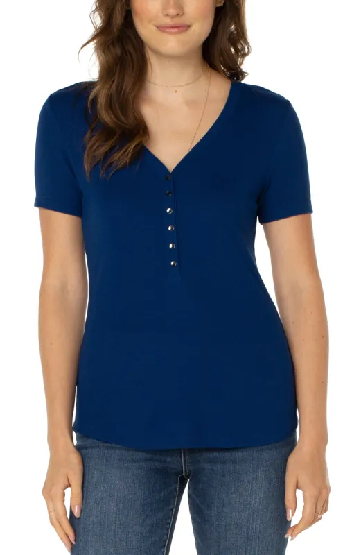 SHORT SLEEVE HENLEY KNIT sold by Liverpool Jeans Company