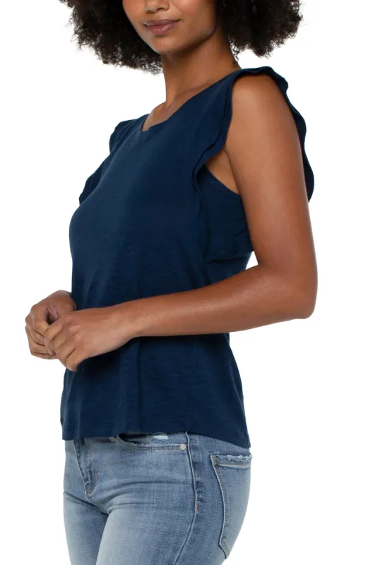 DOUBLE FLUTTER SLEEVE KNIT TOP sold by Liverpool Jeans Company