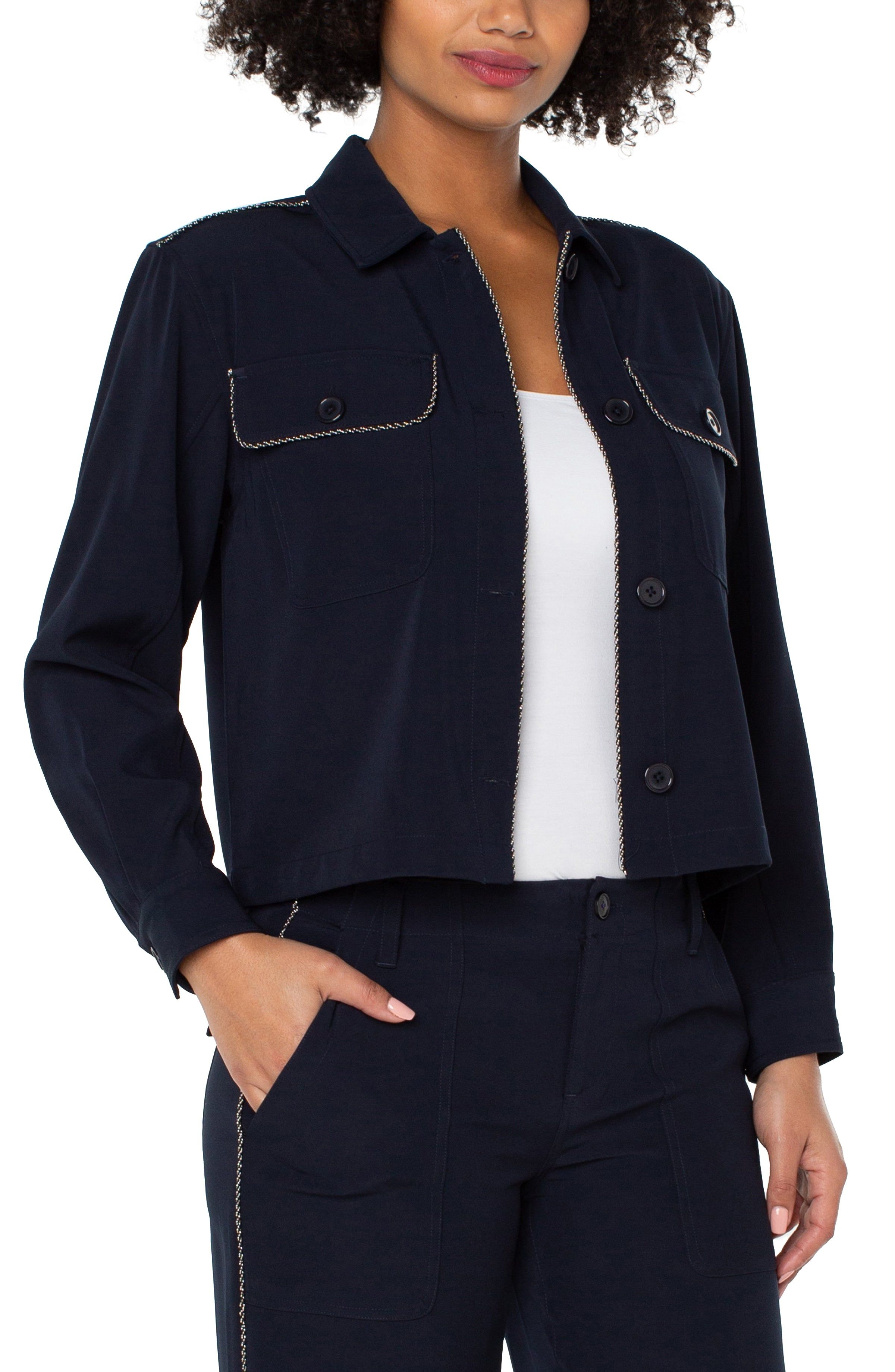 CROPPED SHACKET WITH CHAIN TRIM sold by Liverpool Jeans Company product image thumbnail 3