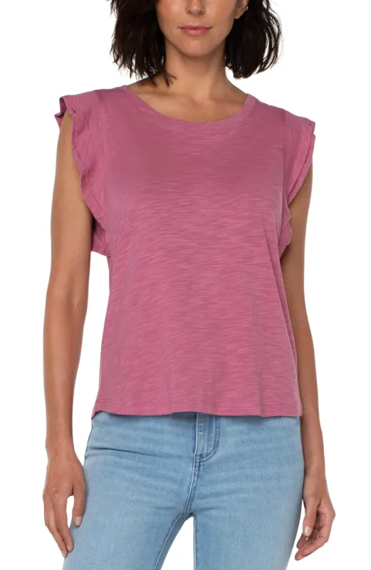 DOUBLE FLUTTER SLEEVE KNIT TOP sold by Liverpool Jeans Company