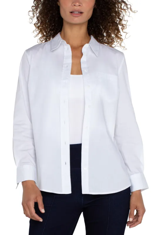 PETITE CLASSIC BUTTON FRONT POPLIN SHIRT sold by Liverpool Jeans Company