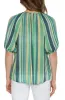 SHORT SLEEVE BUTTON FRONT SHIRRED WOVEN TOP sold by Liverpool Jeans Company