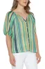 SHORT SLEEVE BUTTON FRONT SHIRRED WOVEN TOP sold by Liverpool Jeans Company