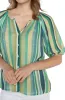 SHORT SLEEVE BUTTON FRONT SHIRRED WOVEN TOP sold by Liverpool Jeans Company