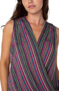 SLEEVELESS V-NECK DRAPE FRONT WOVEN TOP sold by Liverpool Jeans Company
