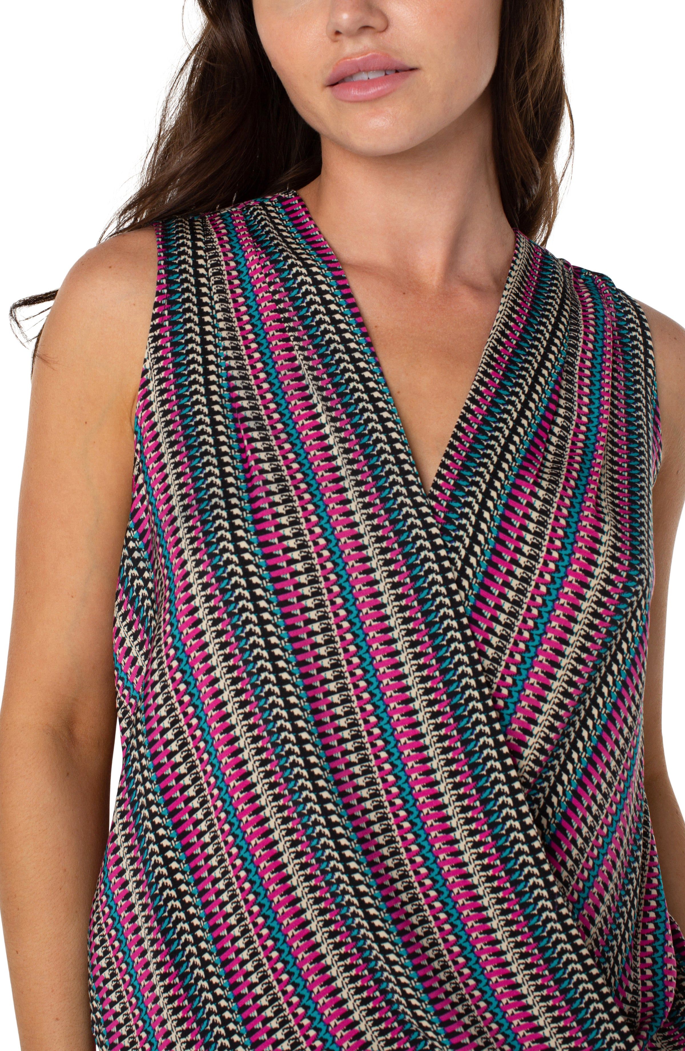 SLEEVELESS V-NECK DRAPE FRONT WOVEN TOP sold by Liverpool Jeans Company product image thumbnail 3