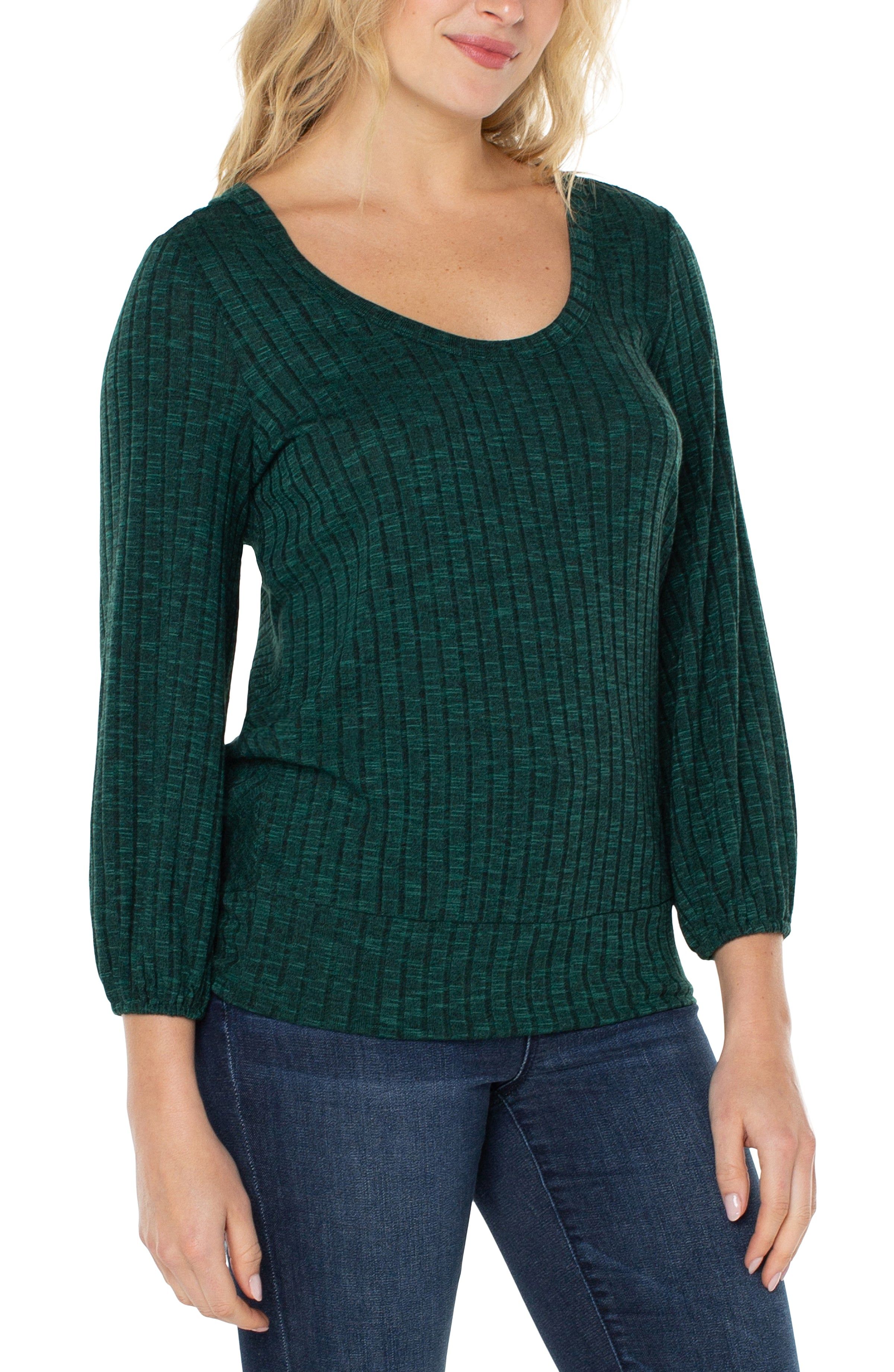 TWIST BACK 3/4 SLEEVE KNIT TOP sold by Liverpool Jeans Company