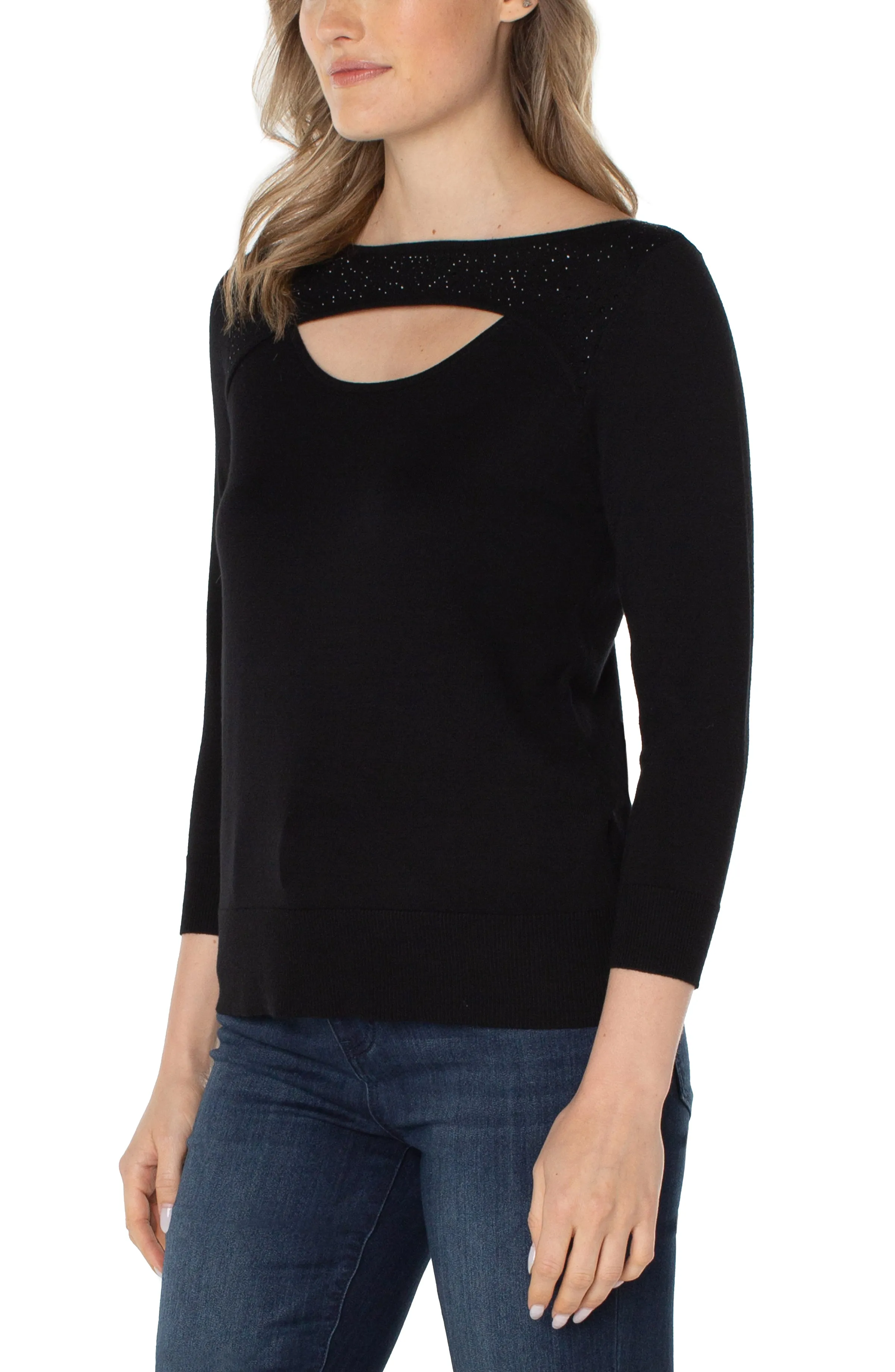 3/4 SLEEVE SWEATER WITH RHINESTONES sold by Liverpool Jeans Company product image thumbnail 4