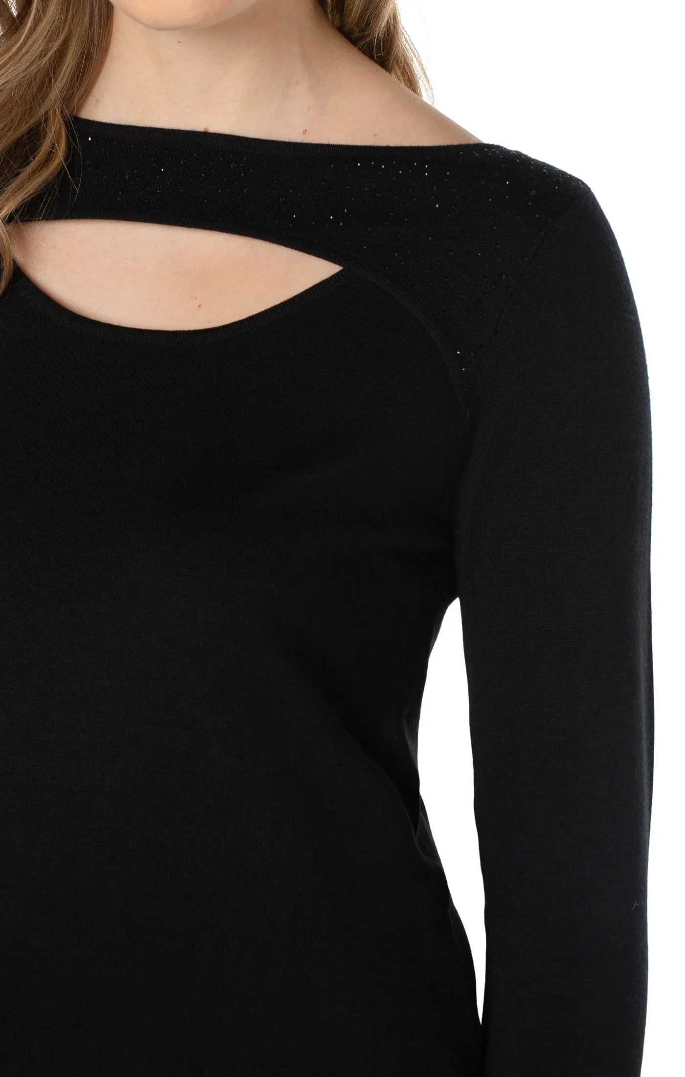 3/4 SLEEVE SWEATER WITH RHINESTONES sold by Liverpool Jeans Company product image thumbnail 3