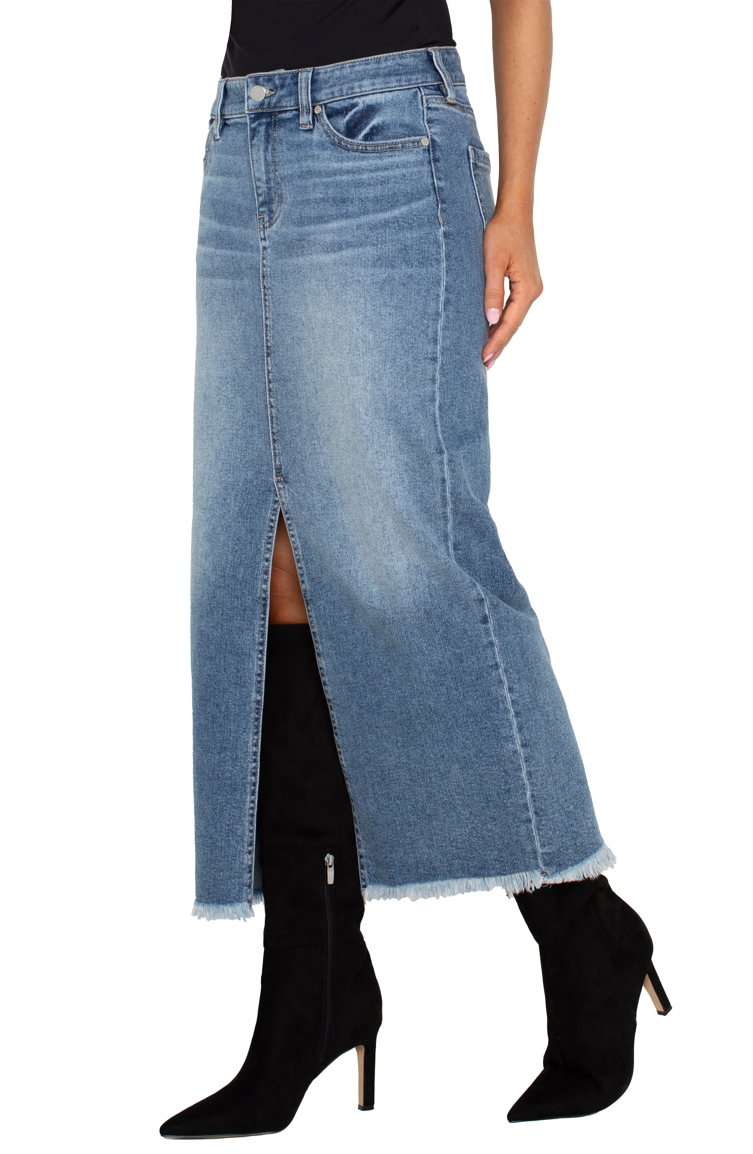 5-POCKET FRONT SLIT MAXI SKIRT sold by Liverpool Jeans Company product image thumbnail 4