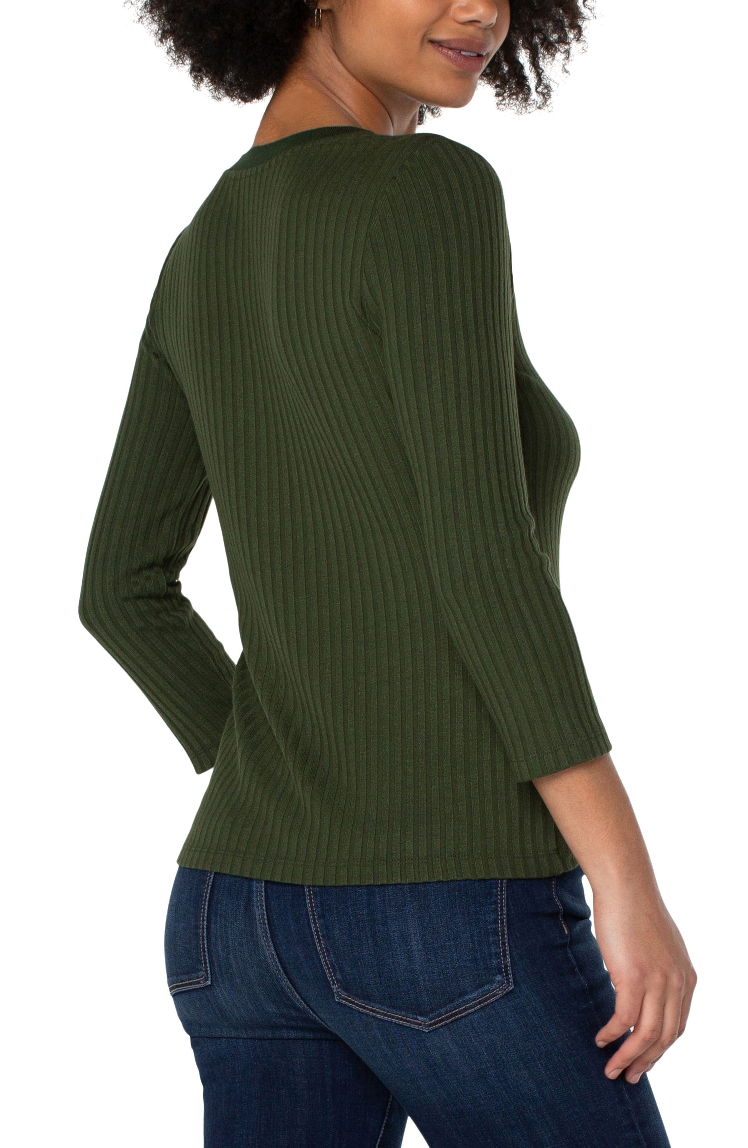 3/4 SLEEVE RIB KNIT HENLEY TOP sold by Liverpool Jeans Company product image thumbnail 3