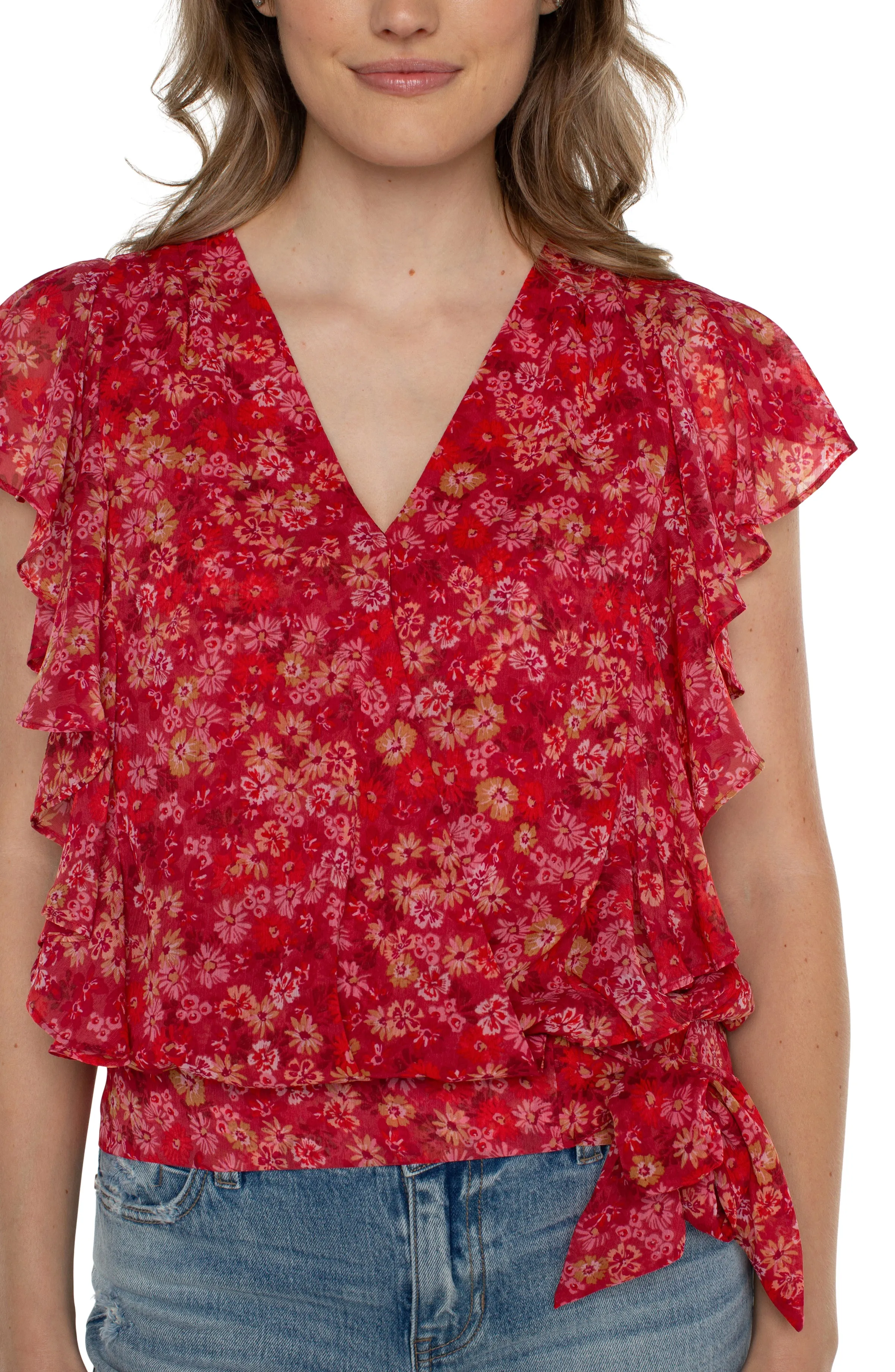 DRAPED FRONT TOP WITH WAIST TIE sold by Liverpool Jeans Company product image thumbnail 3