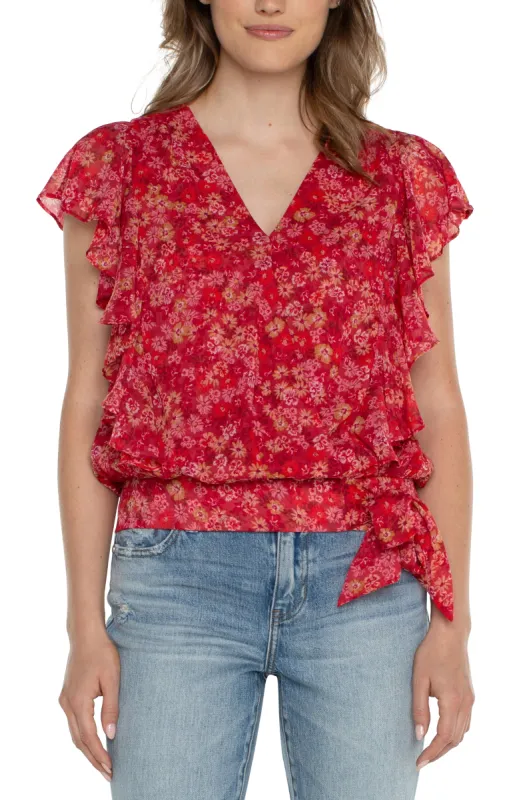 DRAPED FRONT TOP WITH WAIST TIE sold by Liverpool Jeans Company