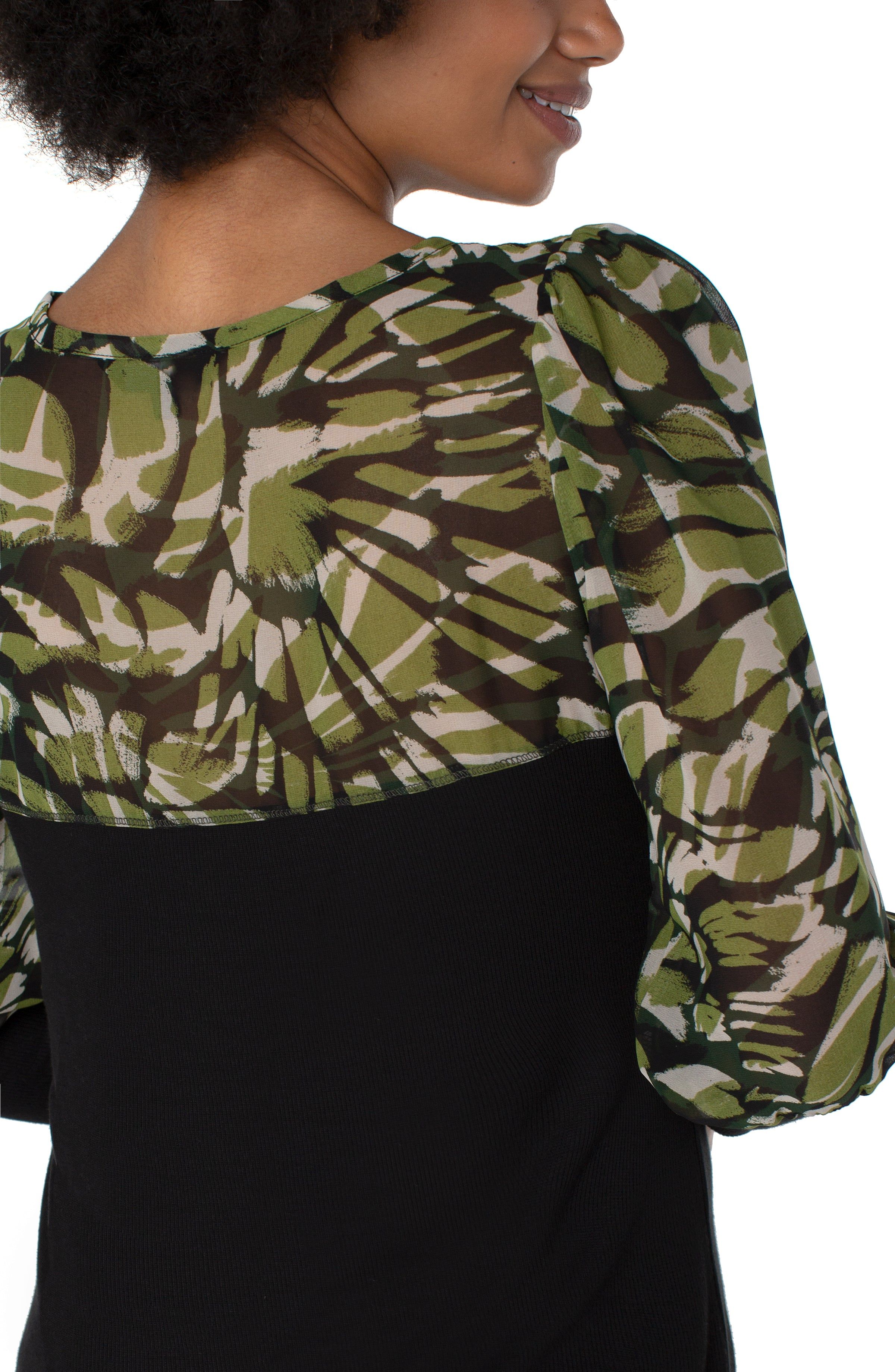 PETITE KNIT TOP WITH WOVEN LONG SLEEVES sold by Liverpool Jeans Company product image thumbnail 3