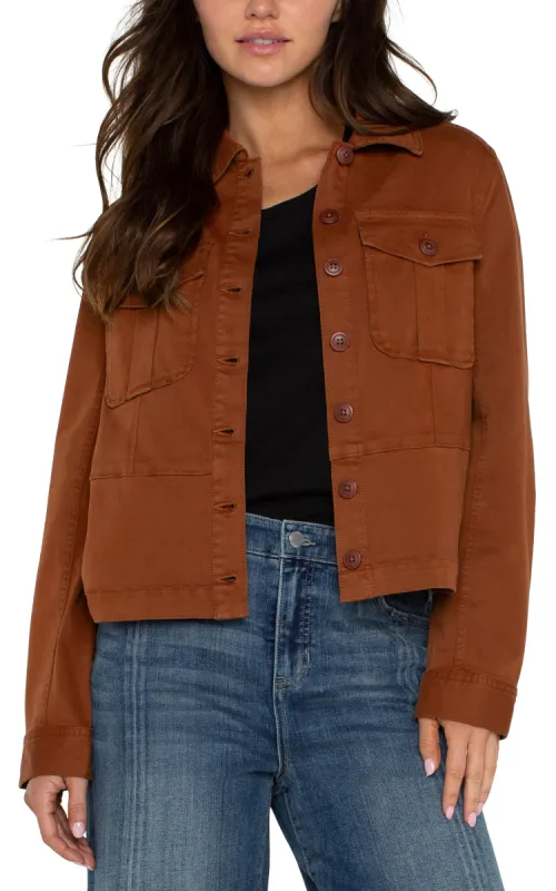 TRUCKER JACKET WITH PEPLUM HEM sold by Liverpool Jeans Company