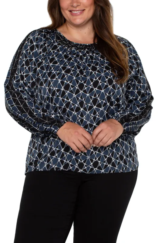 LONG SLEEVE SHIRRED WOVEN BLOUSE sold by Liverpool Jeans Company