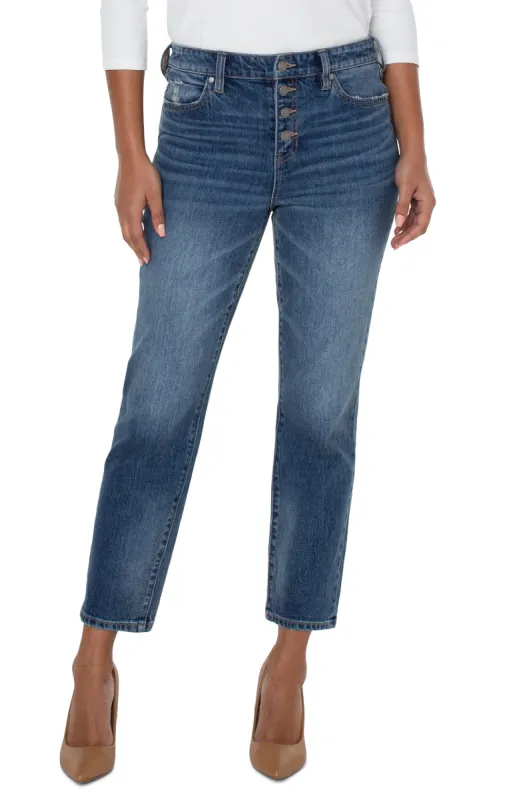LIV HI-RISE NON-SKINNY SKINNY W/ EXPOSED BUTTON FLY sold by Liverpool Jeans Company
