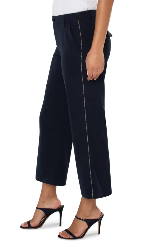 CARGO CROP WIDE LEG WITH CHAIN TRIM sold by Liverpool Jeans Company