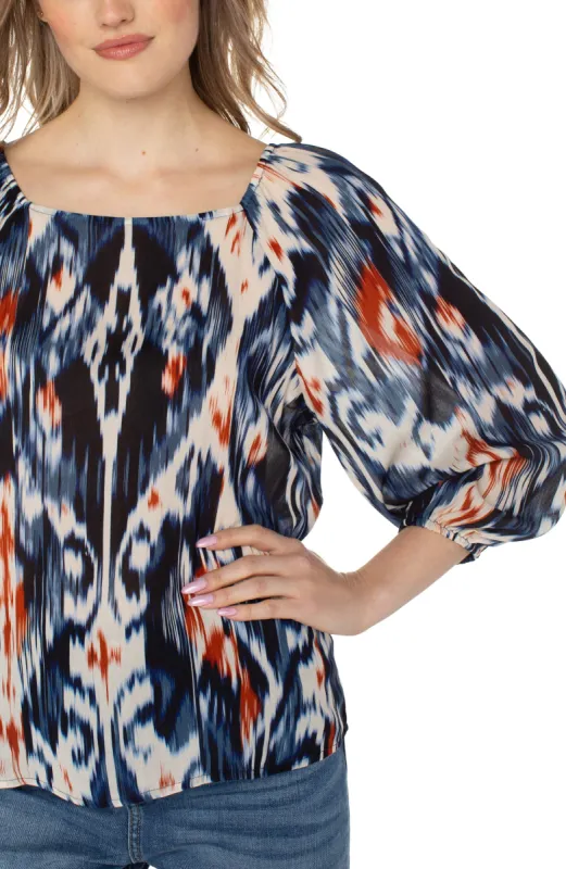 3/4 PUFF SLEEVE SQUARE NECK TOP sold by Liverpool Jeans Company