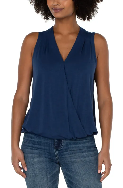 SLEEVELESS V-NECK DRAPE FRONT KNIT TOP sold by Liverpool Jeans Company